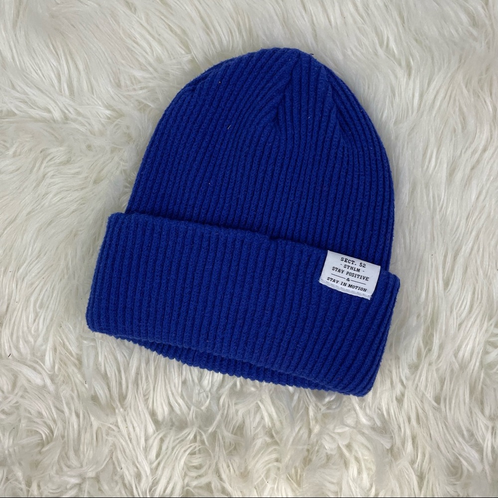 H&M Rib-knit Blue Beanie